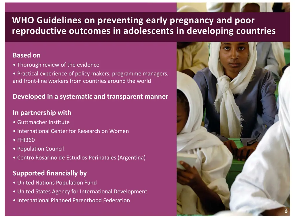 who guidelines on preventing early pregnancy