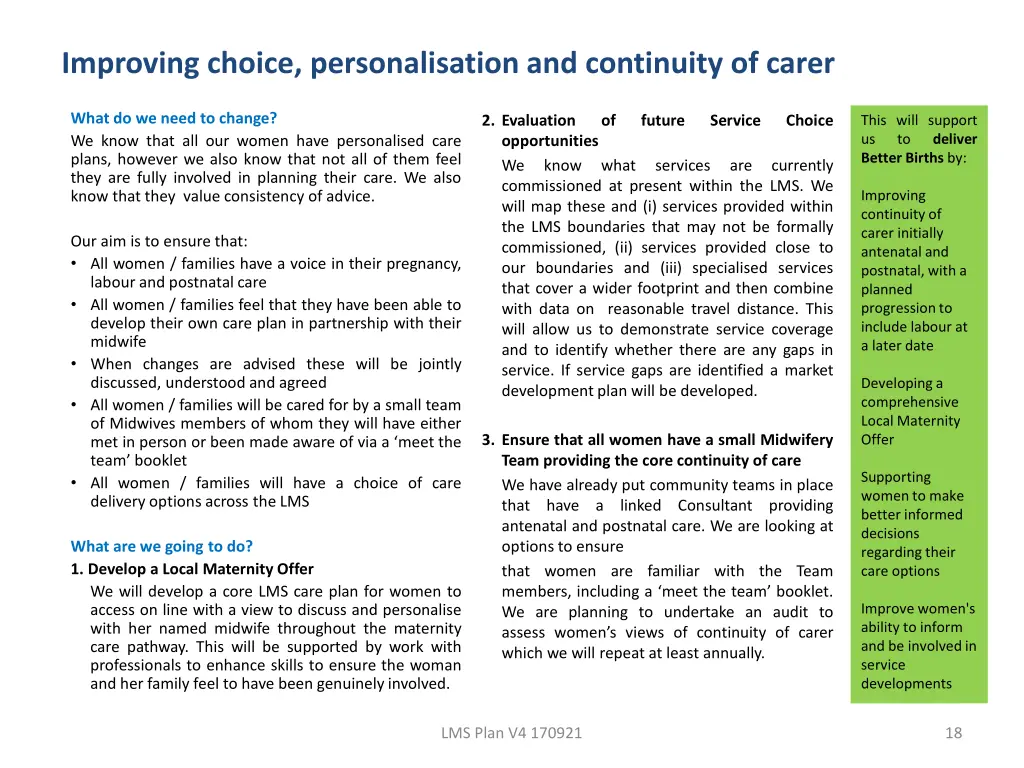 improving choice personalisation and continuity