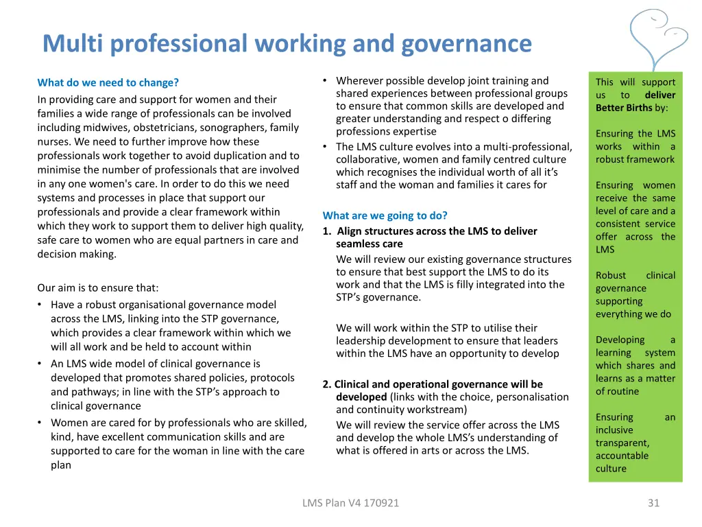 multi professional working and governance