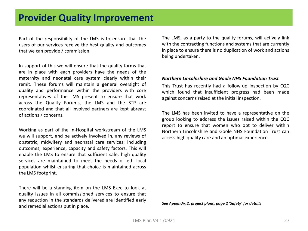 provider quality improvement