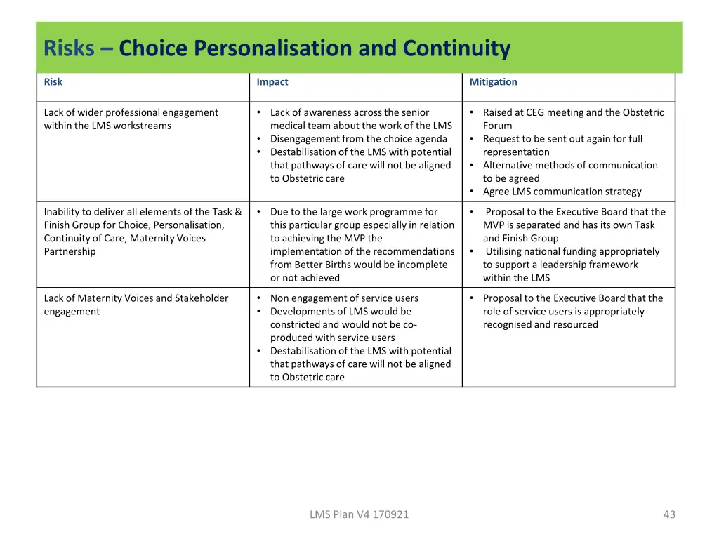 risks choice personalisation and continuity