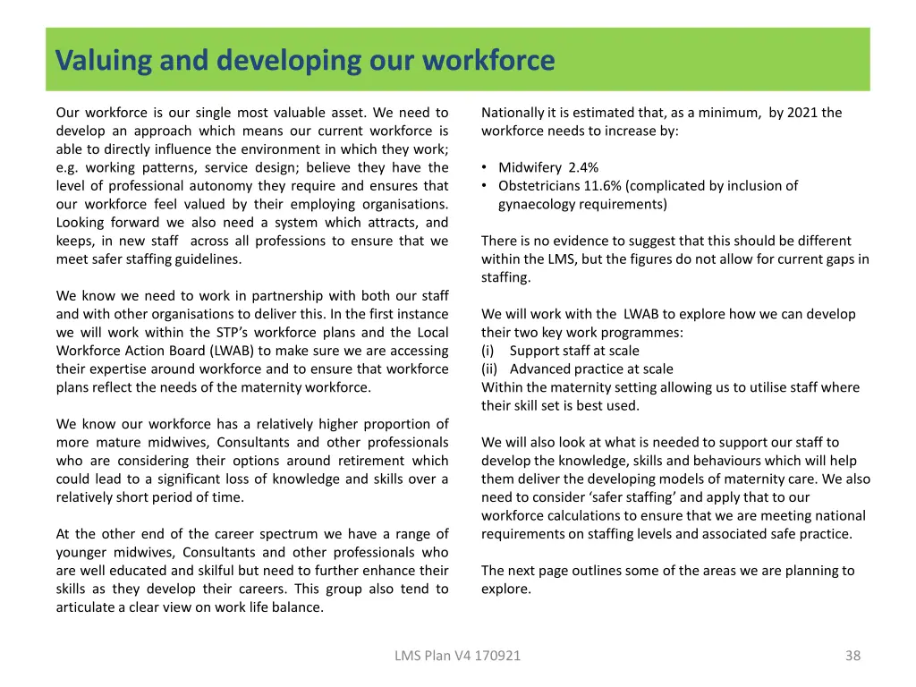 valuing and developing our workforce