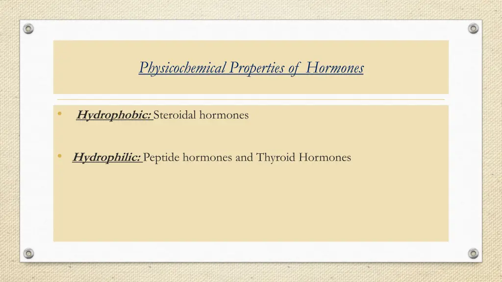 physicochemical properties of hormones