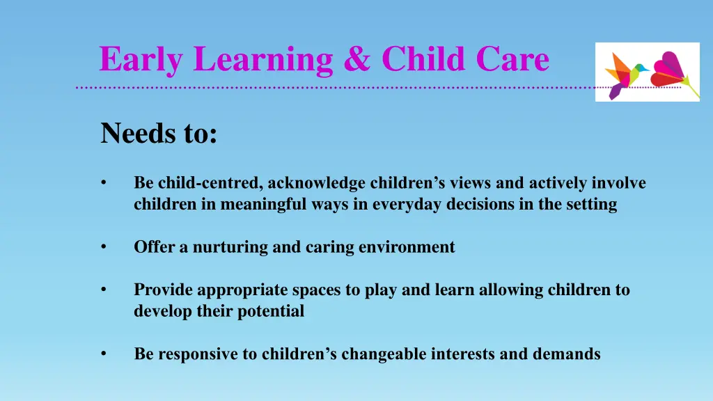 early learning child care