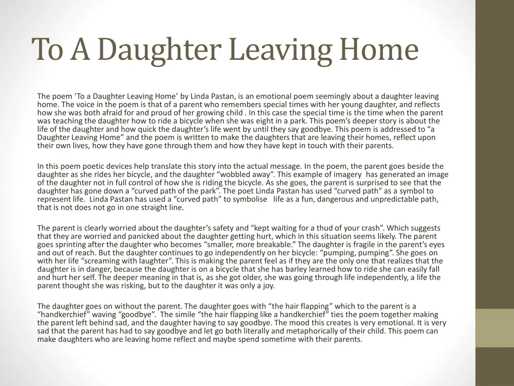 to a daughter leaving home 1