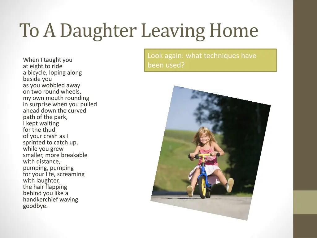 to a daughter leaving home