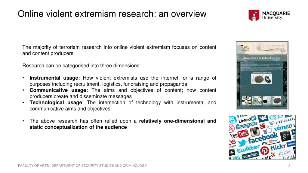 online violent extremism research an overview