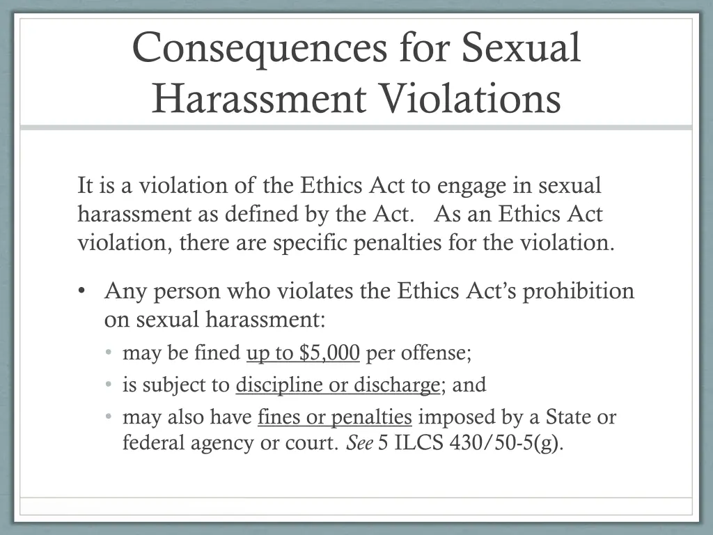 consequences for sexual harassment violations