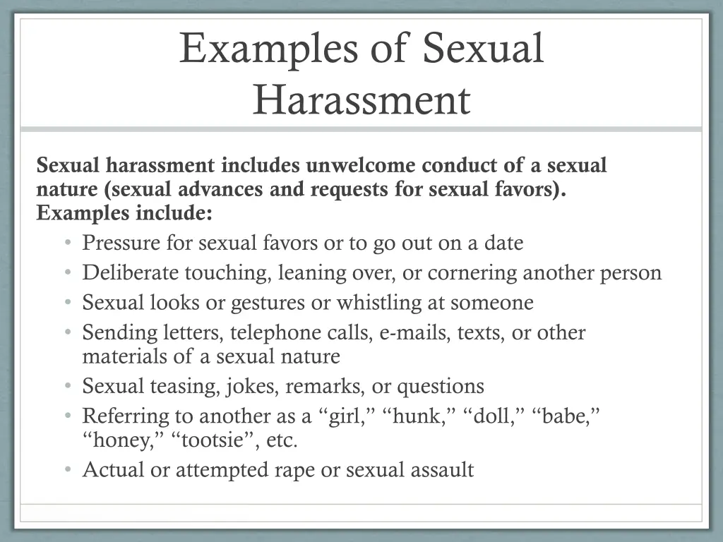 examples of sexual harassment