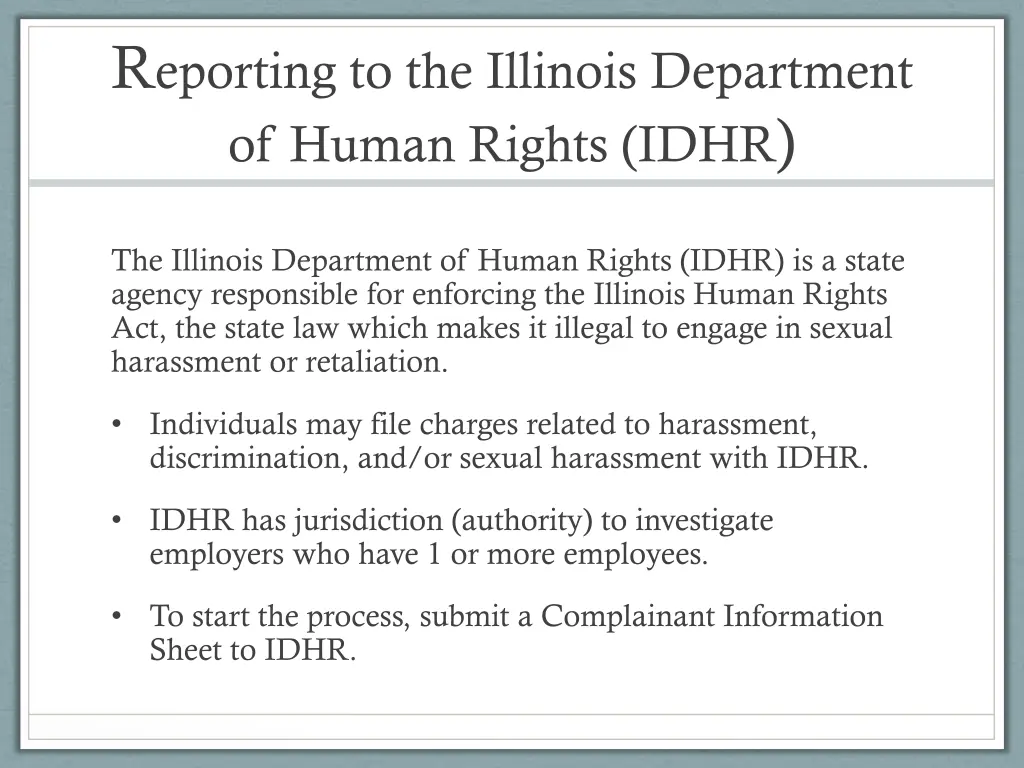 r eporting to the illinois department of human