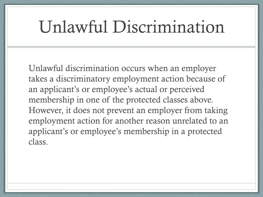 unlawful discrimination