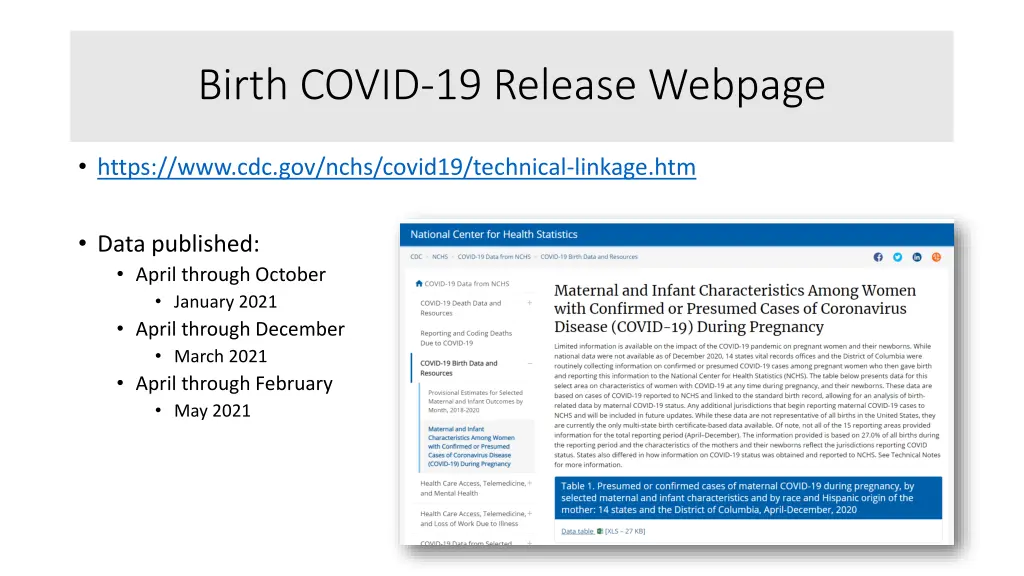 birth covid 19 release webpage