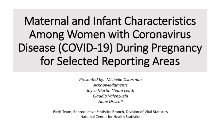 maternal and infant characteristics maternal