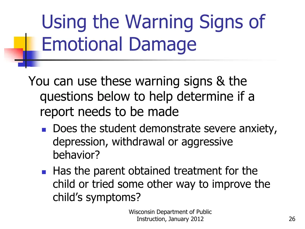 using the warning signs of emotional damage