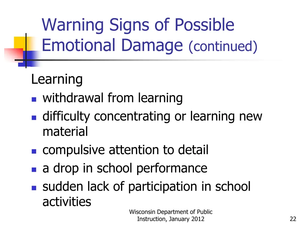 warning signs of possible emotional damage 2