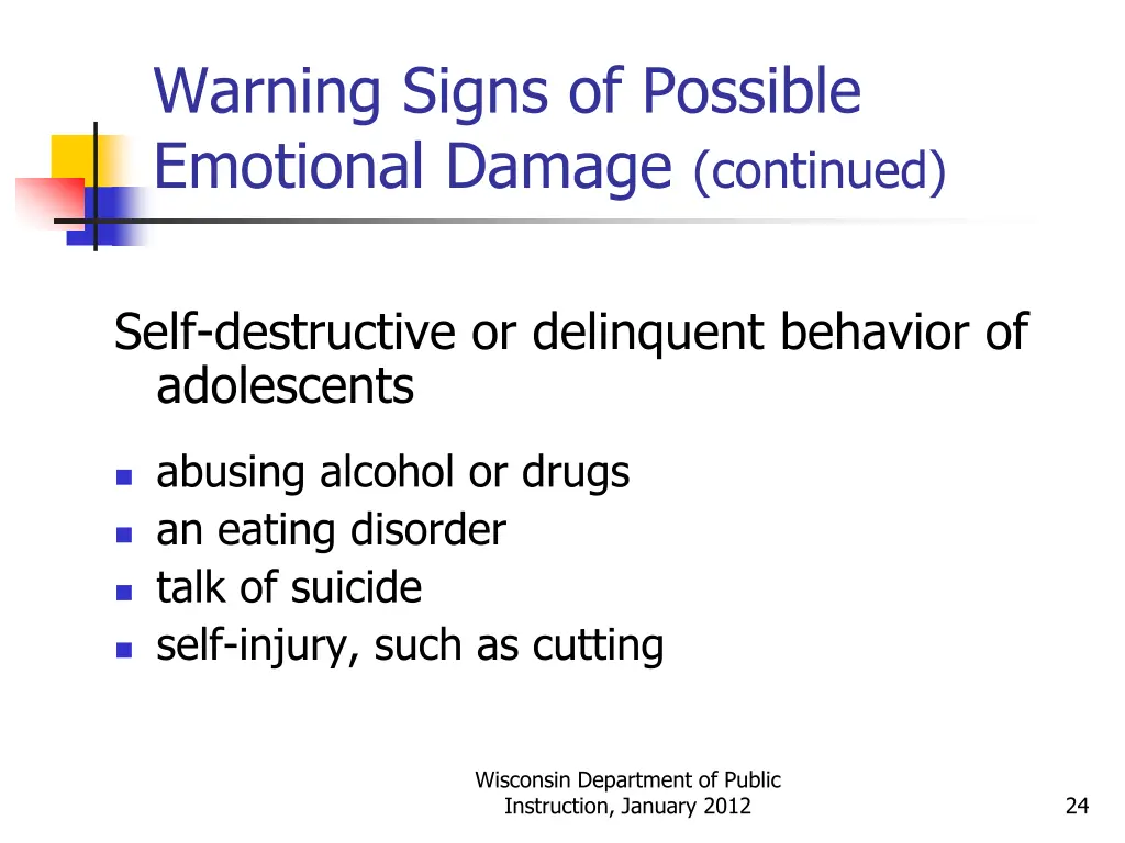 warning signs of possible emotional damage 4