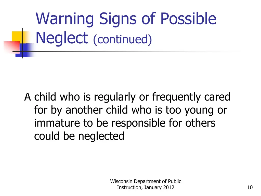 warning signs of possible neglect continued 2