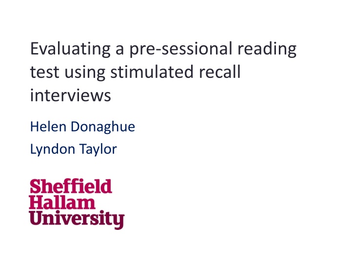 evaluating a pre sessional reading test using