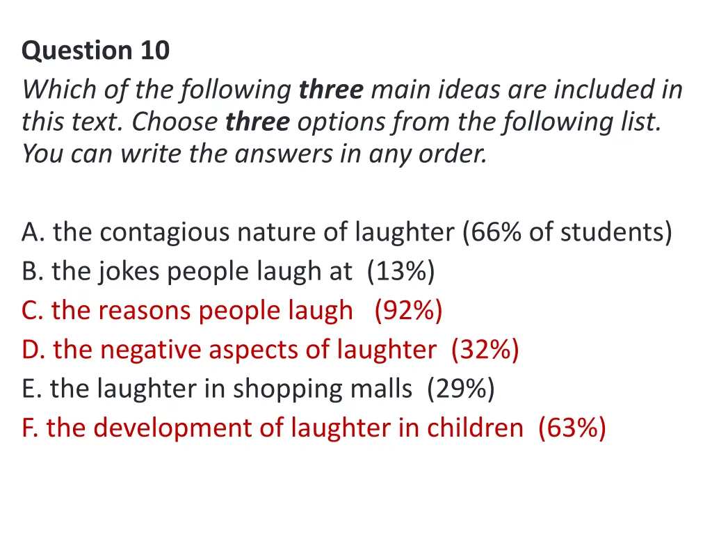 question 10 which of the following three main