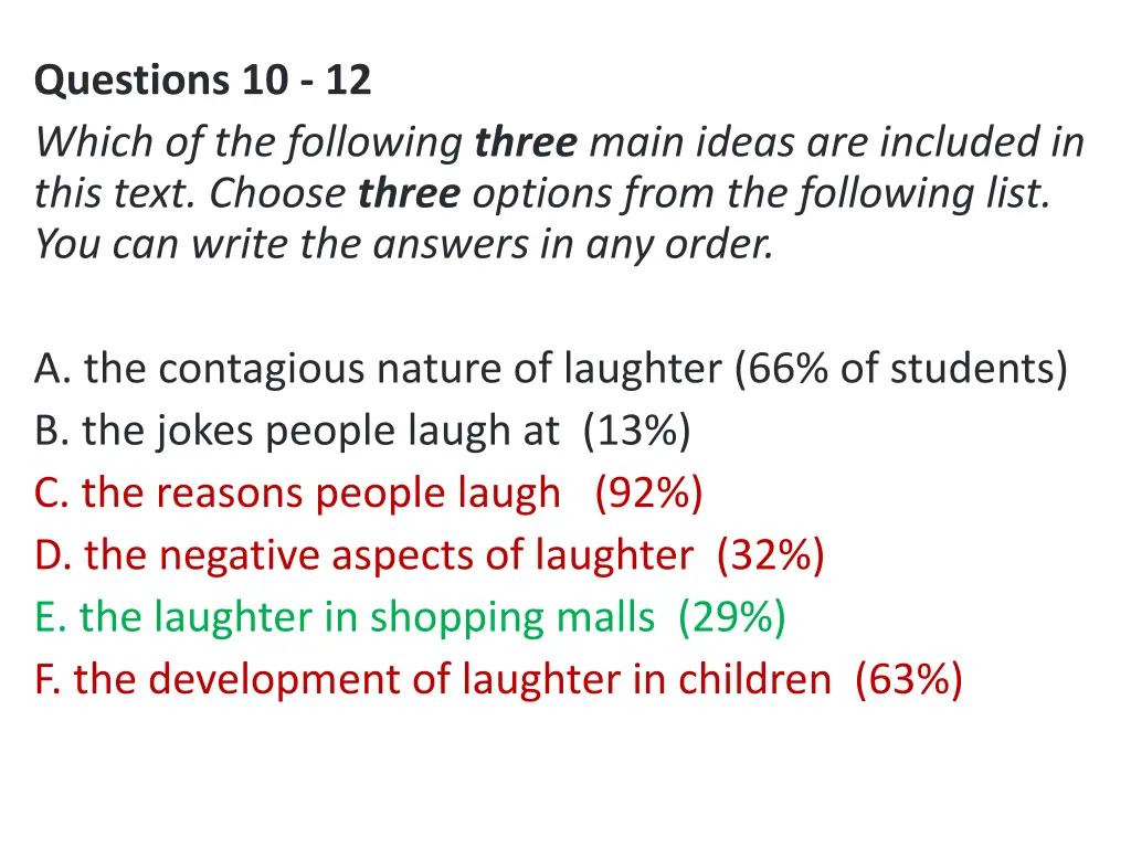 questions 10 12 which of the following three main