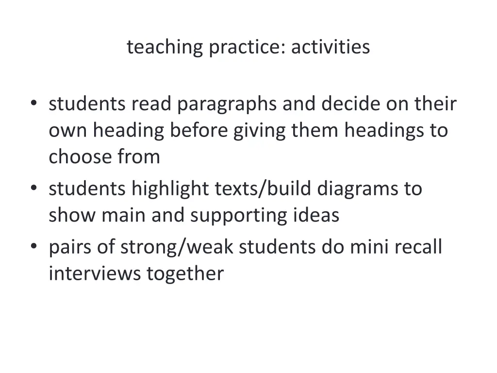 teaching practice activities