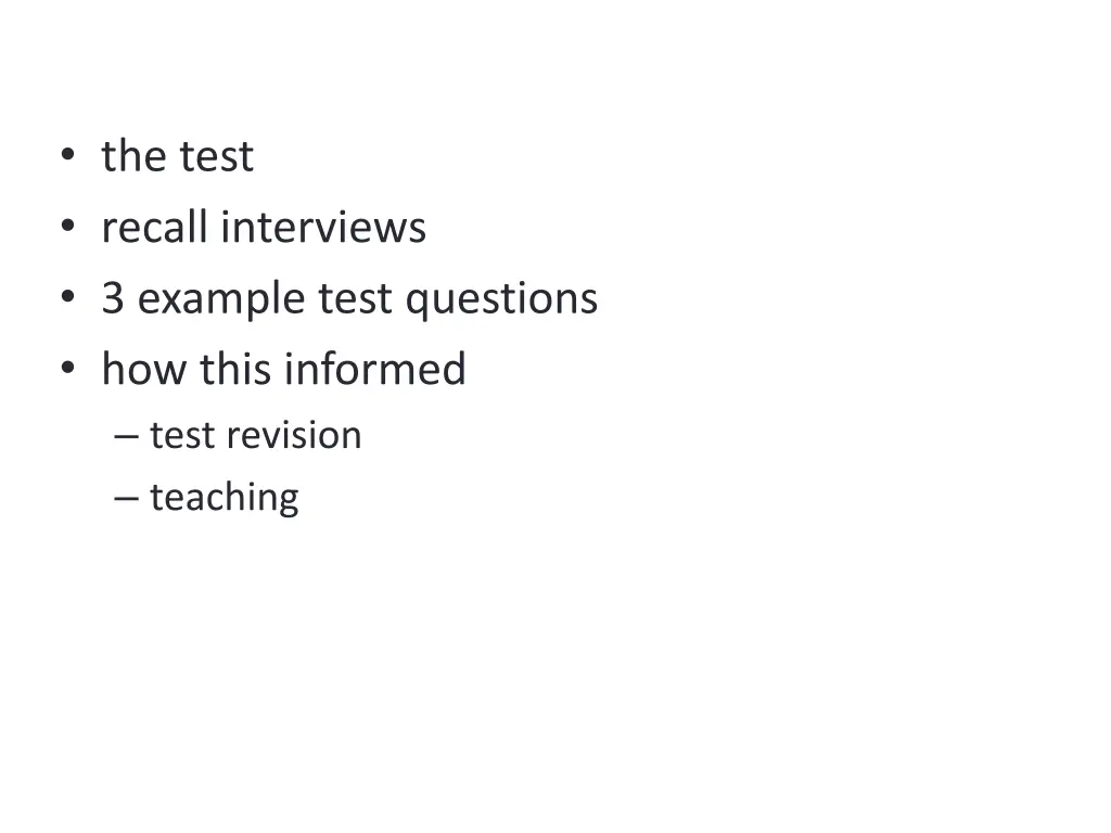 the test recall interviews 3 example test