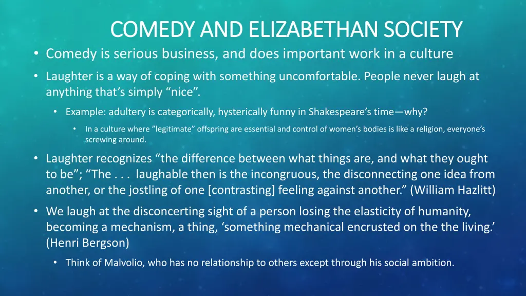 comedy and elizabethan society comedy