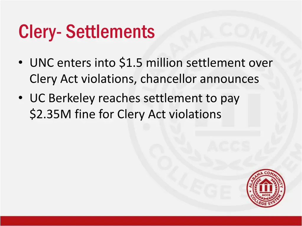 clery settlements