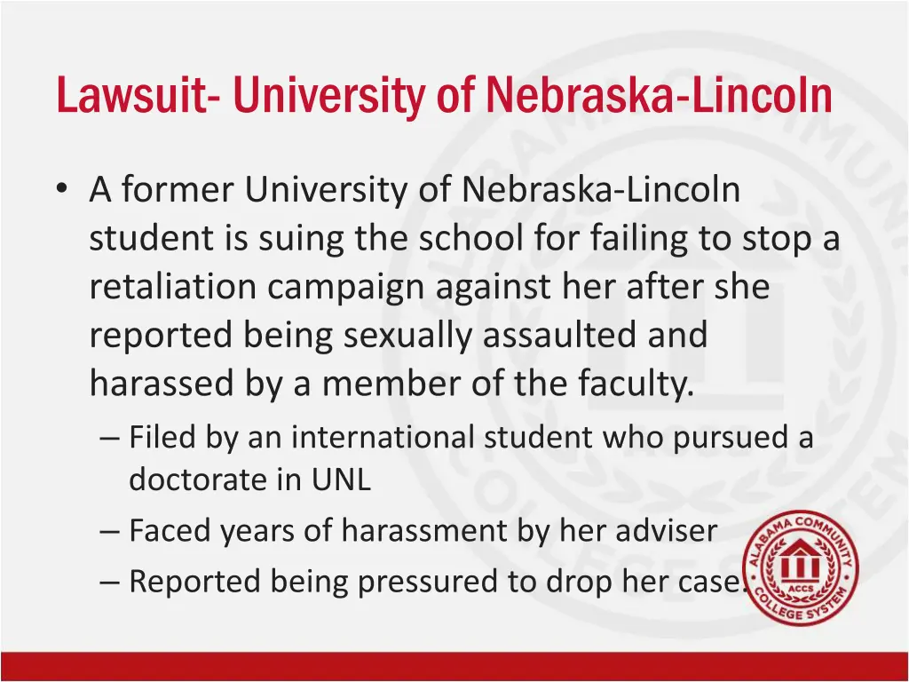 lawsuit university of nebraska lincoln