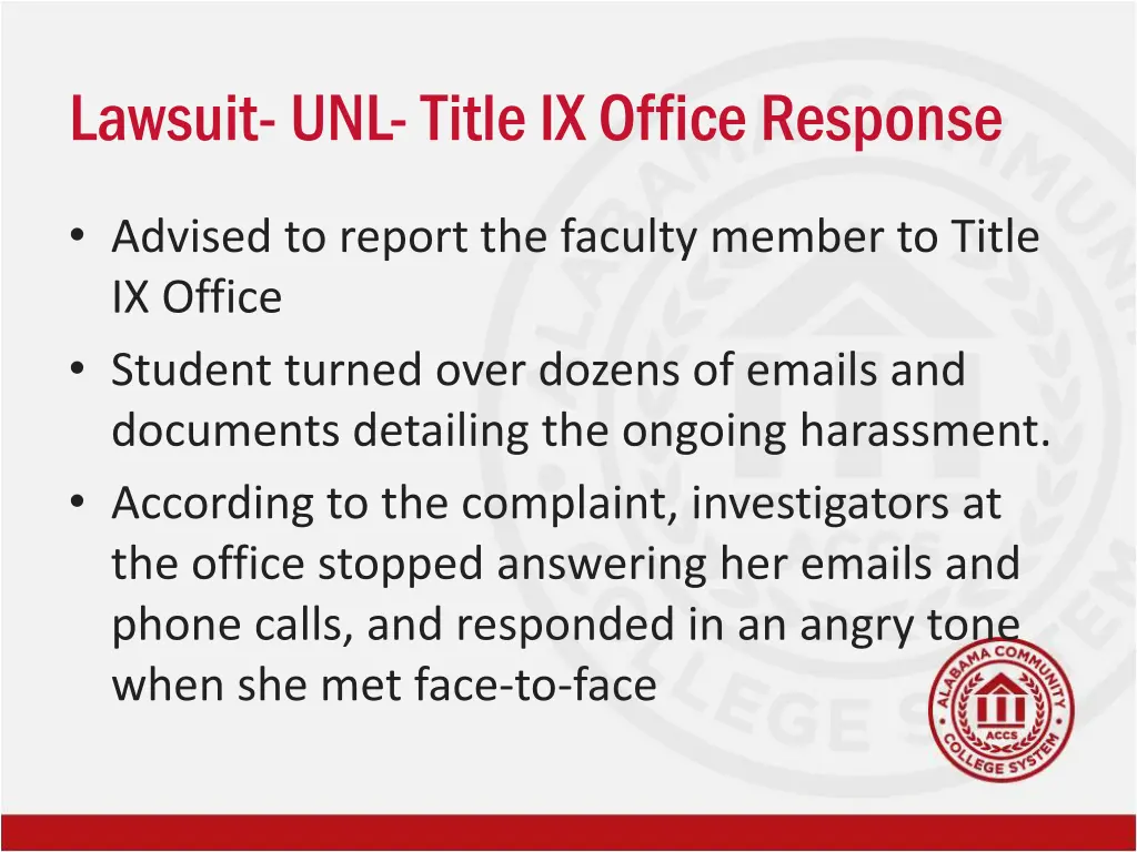 lawsuit unl title ix office response