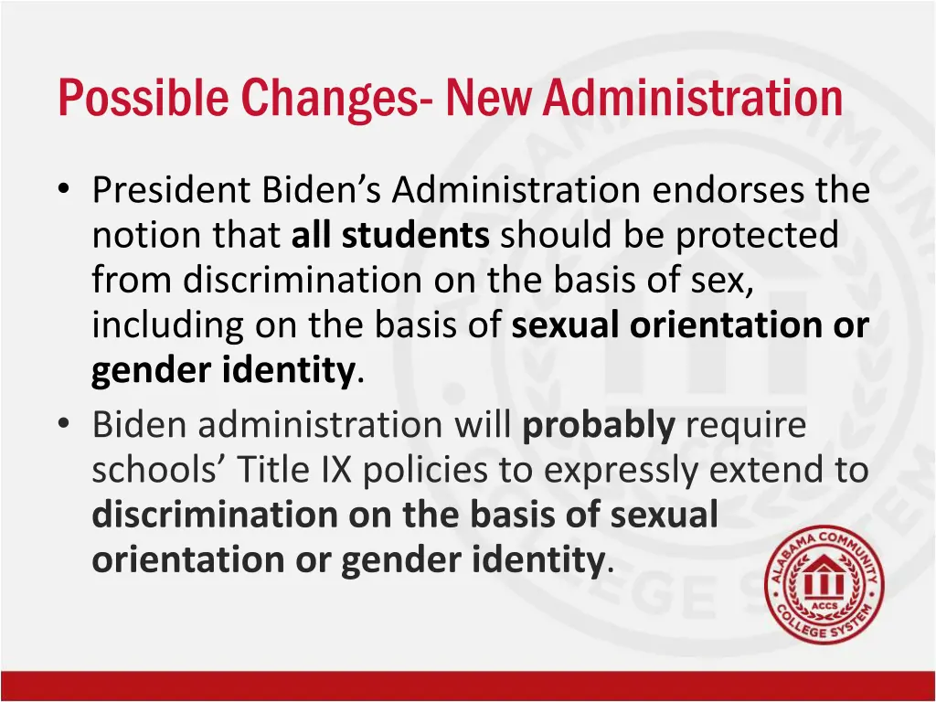 possible changes new administration 1