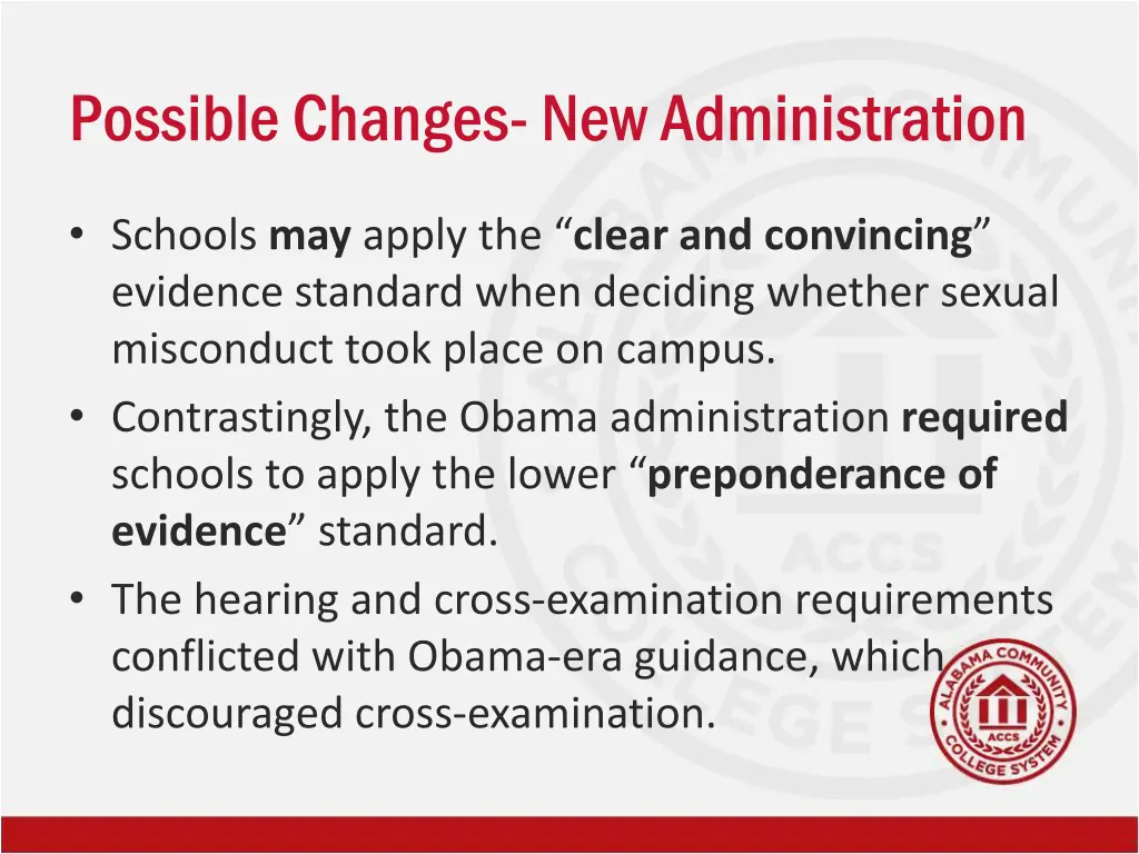 possible changes new administration 2