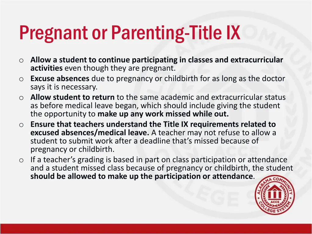 pregnant or parenting title ix