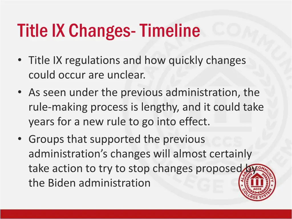 title ix changes timeline