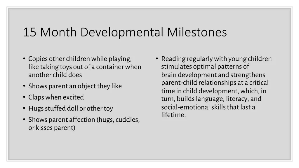 15 month developmental milestones