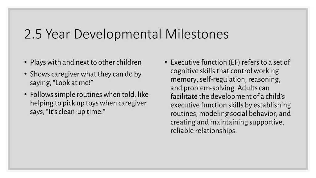 2 5 year developmental milestones