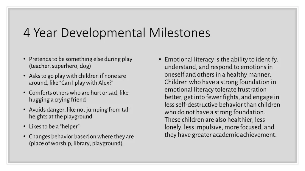 4 year developmental milestones