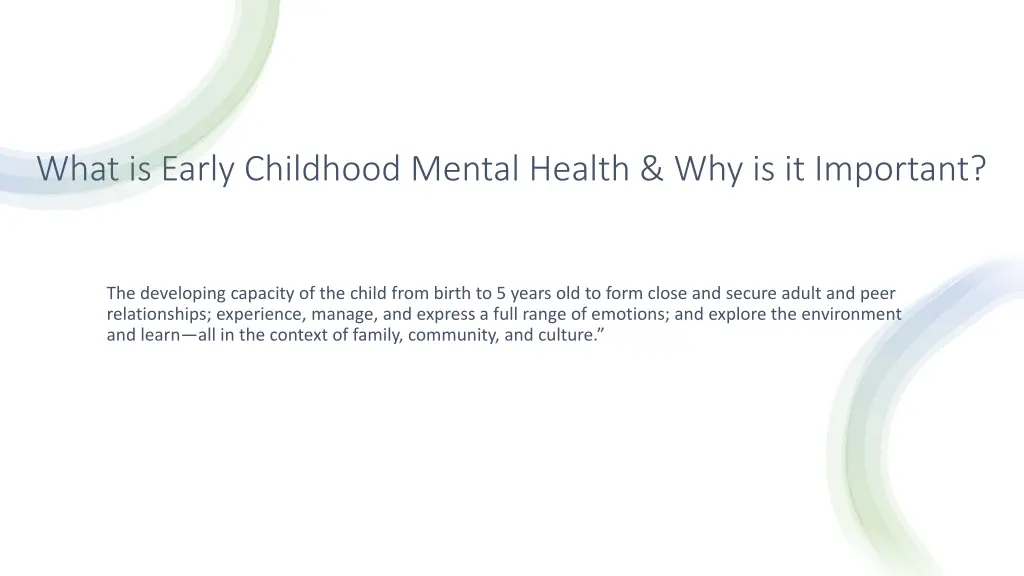 what is early childhood mental health