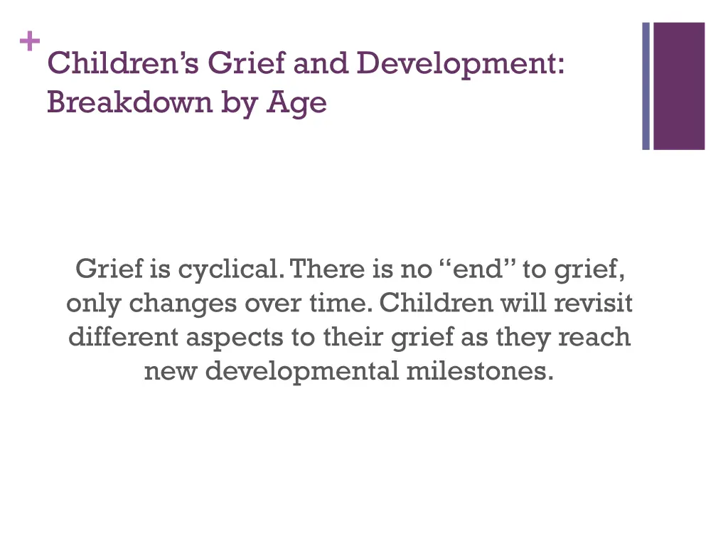 children s grief and development breakdown by age