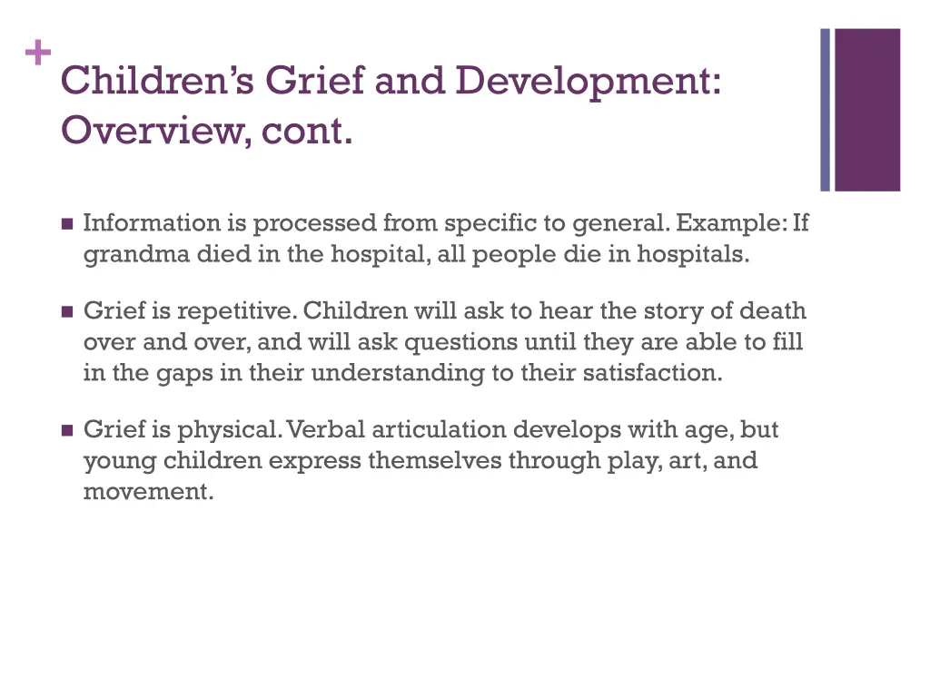 children s grief and development overview cont