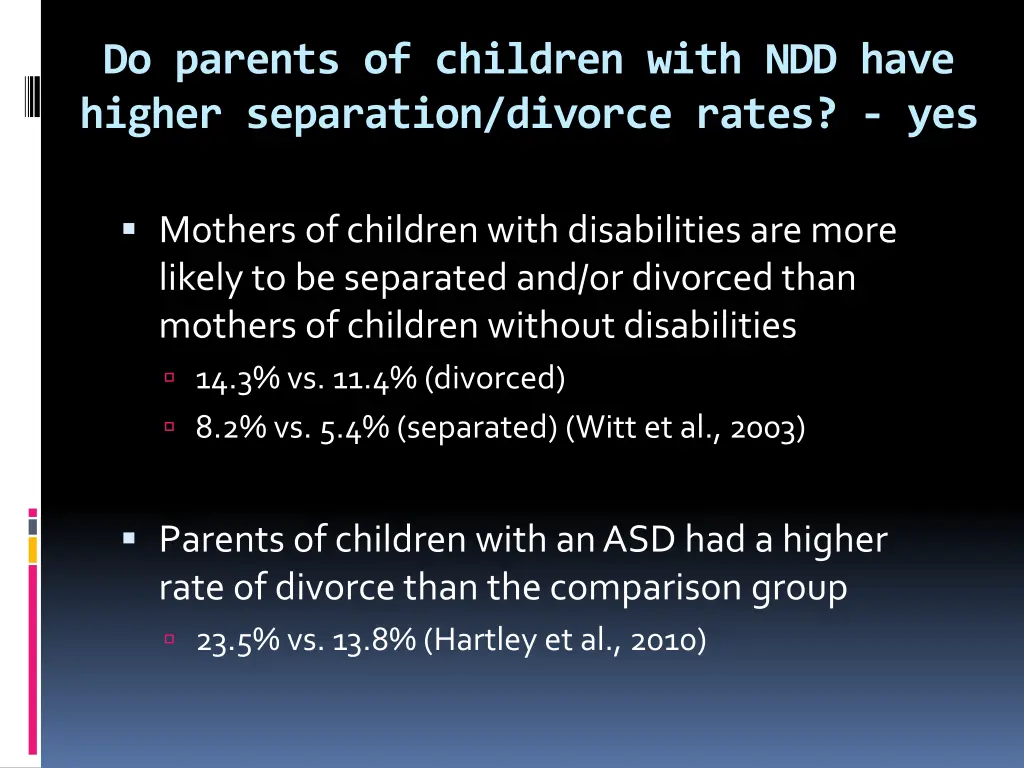 do parents of children with ndd have higher