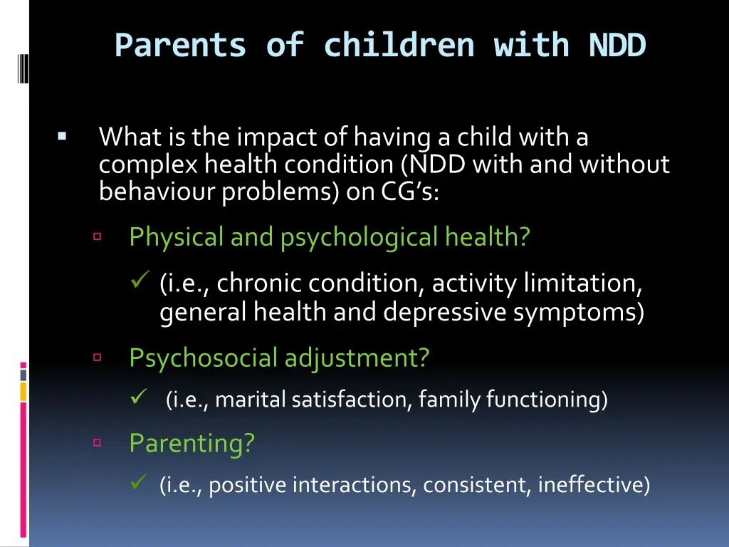 parents of children with ndd