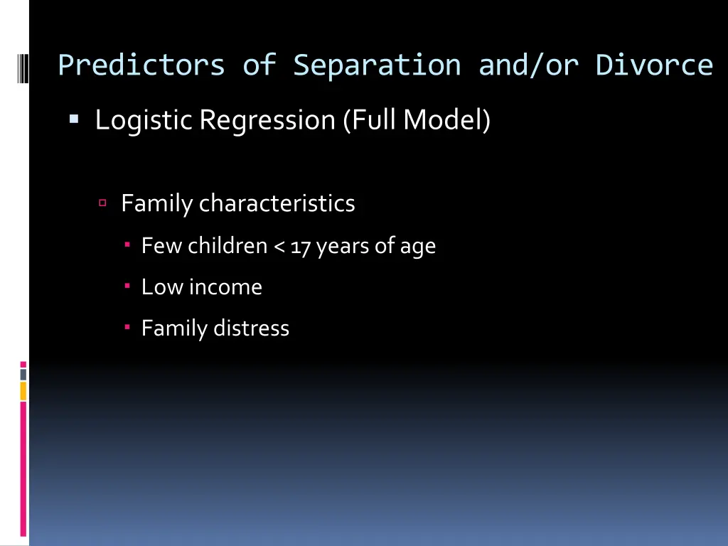 predictors of separation and or divorce 1