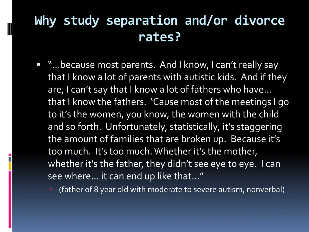 why study separation and or divorce rates 2