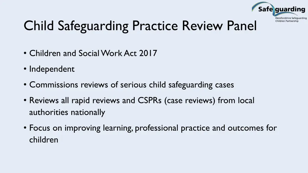 child safeguarding practice review panel