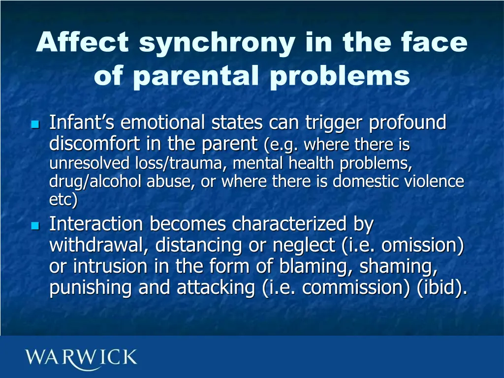 affect synchrony in the face of parental problems