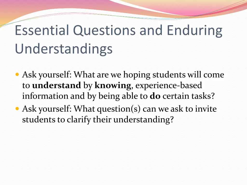 essential questions and enduring understandings