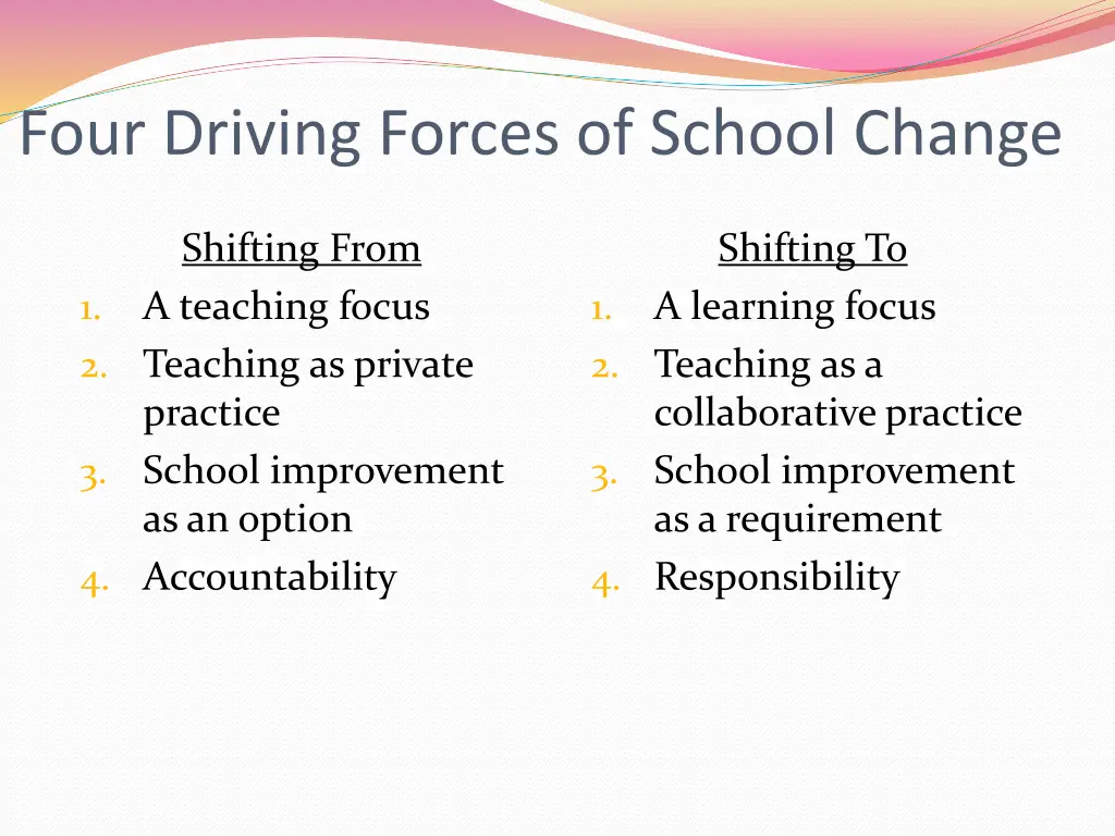 four driving forces of school change