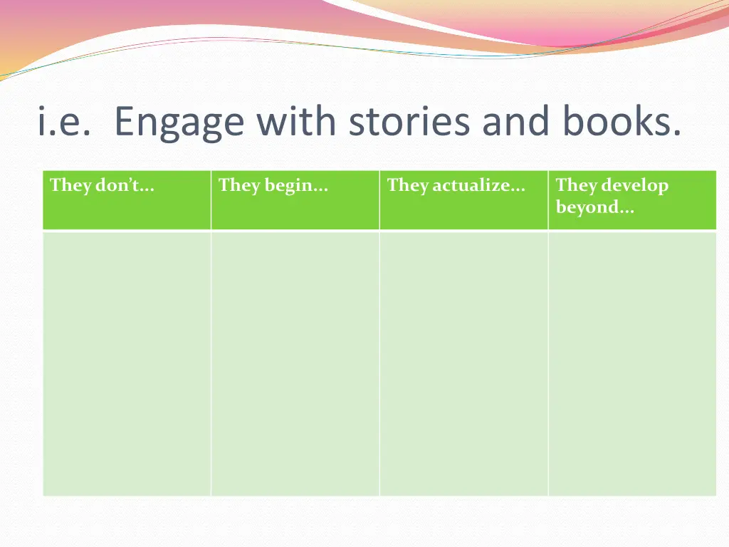 i e engage with stories and books