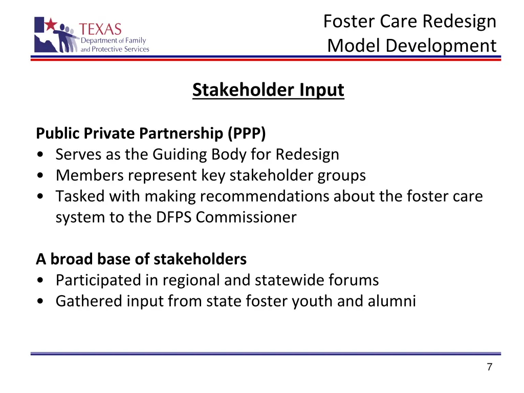 foster care redesign model development